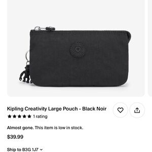 Kipling Black Noir Large Pouch